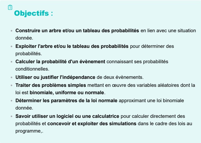 Objectifs du module Probabilités 1