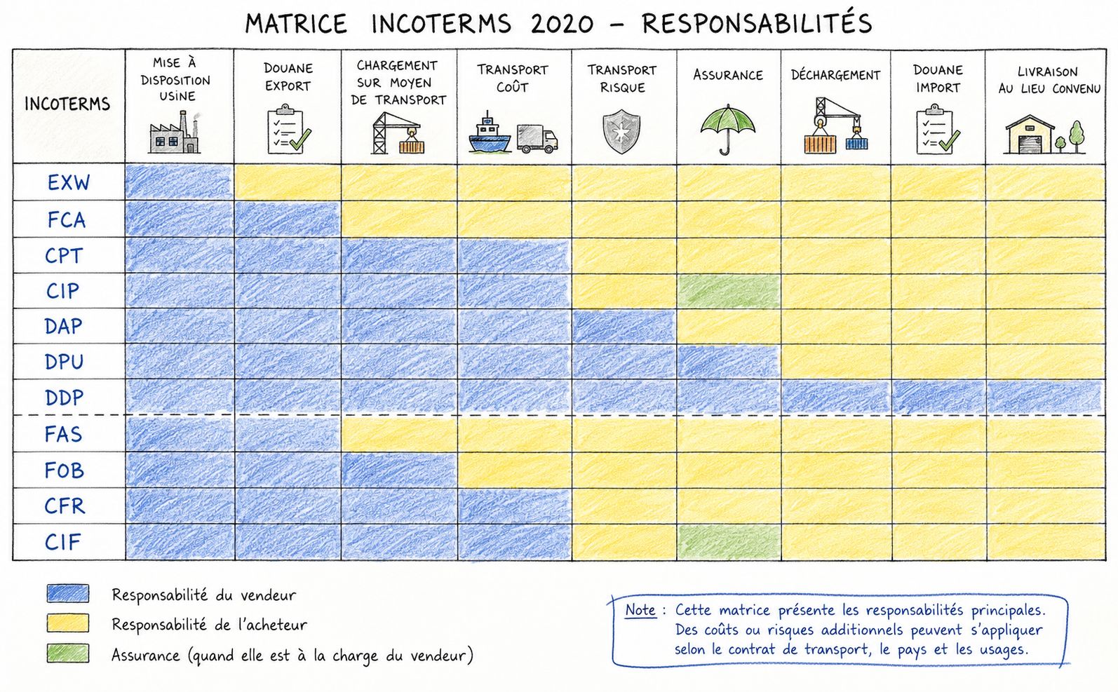 Matrice du choix des incoterms 2020